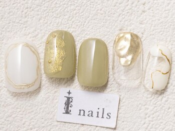 アイネイルズ 渋谷店(I nails)/グリーンゴールドミラー