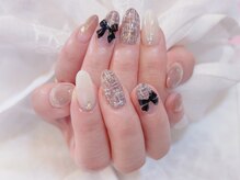 デコール 心斎橋(DECOR)/黒リボンツィードネイル