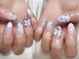 手描きアジサイネイル デザイン