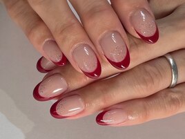 赤フレンチネイル/大人上品