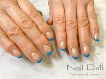 ネイルドール(Nail Doll)/オーロラフレンチ×ブルー