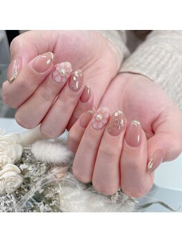 ミラーとぷっくりお花デザイン