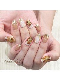べっ甲フラワーネイル
