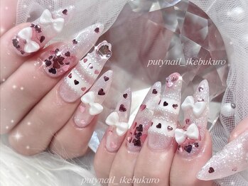 プティネイル 池袋(Puty Nail)/リボン×ハートホロネイル