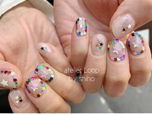 アトリエループ(atelier Loop by shiho)/キラキラホロ囲みネイル