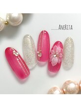 ネイルサロン アンリタ(nail salon AneRita)/透明感☆たらし込みフラワー