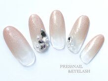 プレス ネイルアンドアイラッシュ(PRESS NAIL&EYELASH)/グラデ×ひし形パーツ