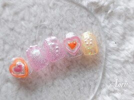 ぷっくりハートネイル