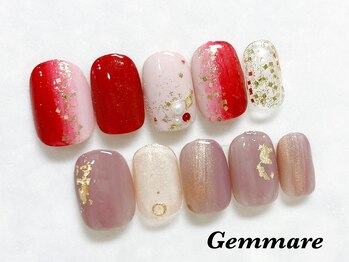 ジェンマーレ 二子玉川店/お正月金箔キラキラネイル