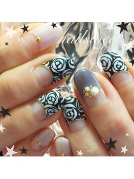 ネイルスウィート(Nail Sweet)/黒バラネイル