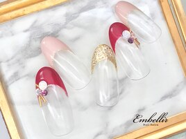 (665)ストーンフレンチネイル
