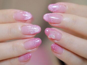 幻之花ネイル/マグネット　グラデーション　蝶