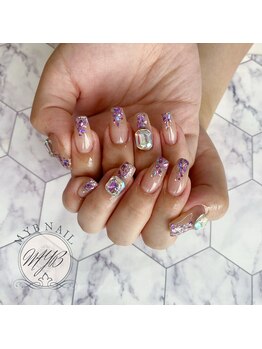 マイビーネイル(MYB NAIL)/パープルラメグラデーション