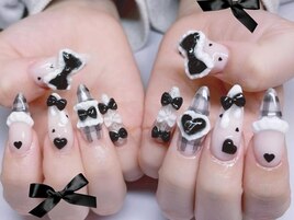 モノトーンガーリーネイル 3D