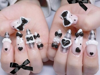 モノトーンガーリーネイル 3D