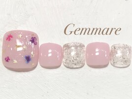 押し花キラキラフットネイル