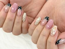 ディーネイル 池袋(D-nail)/【森】ドット×フレンチネイル