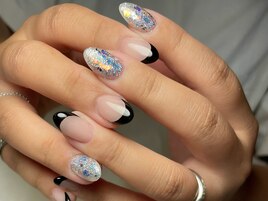 グリッター×フレンチネイル