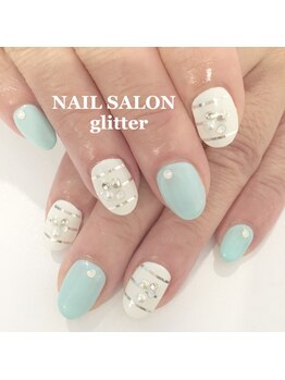 ネイルサロン グリッター(NAIL SALON glitter)/夏のボーダーネイル