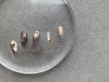 ドレス ネイルアンドアイラッシュ 三国(Dress)/ブラウンニュアンスミラーネイル