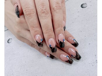 ネイル ビューティーマジック 葛西本店/シアーブラックフレンチネイル