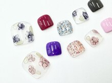 ネイルサロン クイール 小山店(NAIL SALON QUILL)/クリアにインクでお花アート