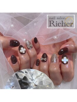 エスフィーネイルサロン リシェル(Esfy nailsalon Richer)/キラキラフラッシュ リボン