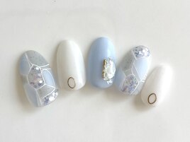 ステンドグラス　ビジュー　青