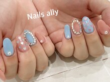 ネイルズアリー 立川店(Nails ally)/パステル×パール ストーンART