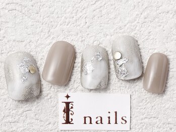 アイネイルズ 梅田店(I nails)/ベージュ箔ニュアンス￥7700