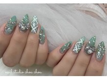 ネイルアンドアイラッシュスタジオ シュシュ(chouchou)/グリーン・ゆめかわネイル