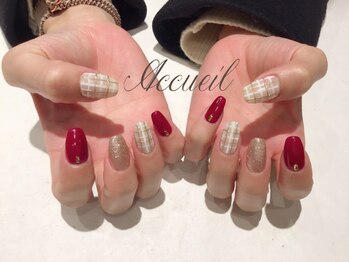 アクイユ 銀座店(ACCUEIL)/ミラーチェックネイル