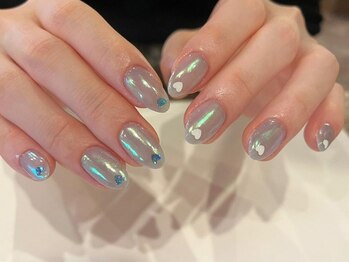 アイネイルズ 梅田店(I nails)/ミラーハートアシメ¥9700