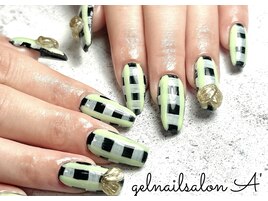 チェック/ロングネイル/長さだし