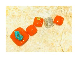 【foot】ターコイズ天然石ネイル