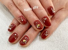 ネイルズアリー 立川店(Nails ally)/ワンカラー×持ち込みパーツ