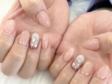 ディーネイル 池袋(D-nail)/【森】ハートミラー×白グラデ