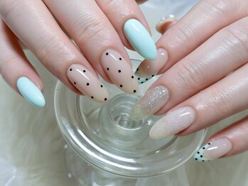 ネイルサロンアンドスクール バニラ(nailsalon&school VANILLA)/レース×ドットネイル