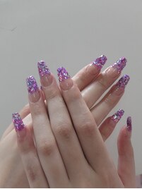 Wグラデ紫ホログラムスカルプ