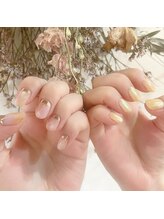 ミント(mint)/イエローちぐはぐネイル