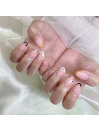 ハロウィンネイル　フレンチ　秋