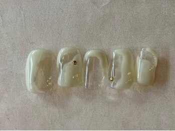 アイネイルズ 梅田店(I nails)/ベージュホワイトもやもや