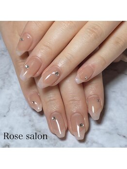 トータルビューティーローズ(Rose)/白のチェックフレンチ