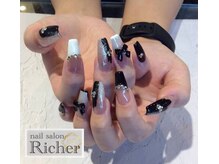 エスフィーネイルサロン リシェル(Esfy nailsalon Richer)/白黒フレンチネイル