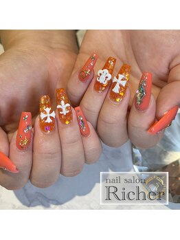 エスフィーネイルサロン リシェル(Esfy nailsalon Richer)/オレンジカラーネイル
