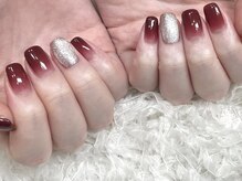 シンプルジェルネイル専門店 バランス(balance)/ボルドー×マグネットネイル