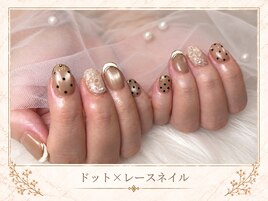 【定額】ドット×レースネイル