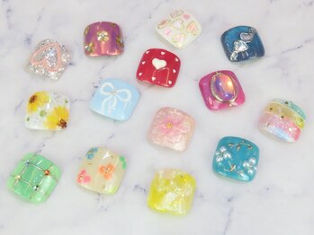 プレセア 京都四条烏丸店(Presea)の写真/【フットバス&ケア付】トレンドに合わせたきゅんな可愛いデザイン豊富!!フットArt¥4950～♪角質ケアも◎