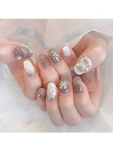 チャコネイル(chaco-nail)/韓国冬ツイードデザイン