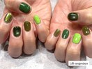 カラフル緑ネイル